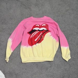 rolling stones pink and yellow urban outfitters sweatshirt!
